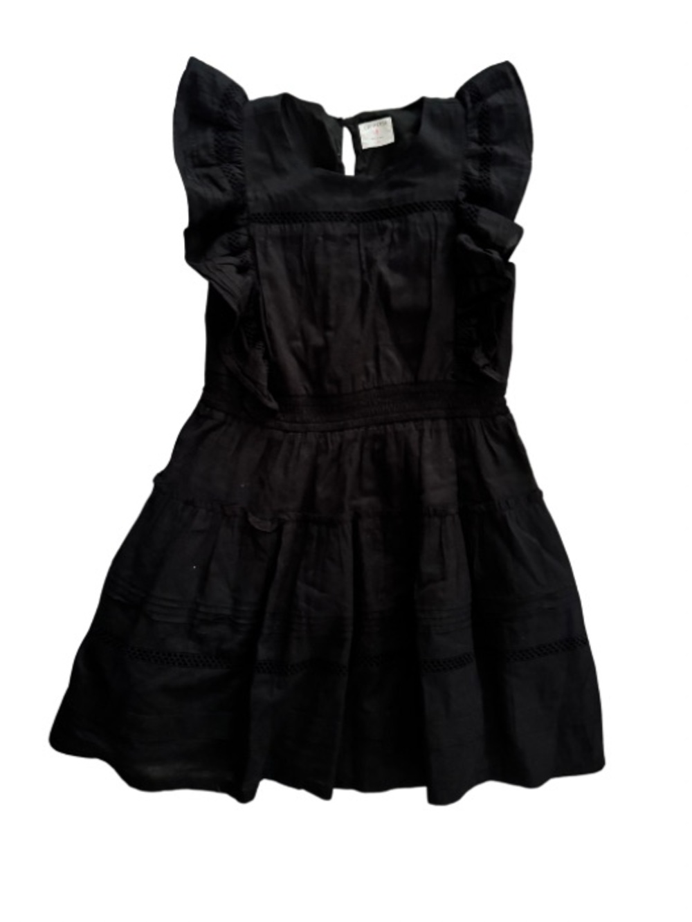 Crewcuts Girls Black Ruffle Flutter Sleeve Tiered Dress Size 10